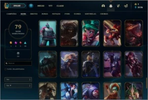 Conta platina 2 com 130 champs e 79 skins - League of Legends LOL
