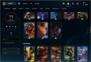 Conta platina 2 com 130 champs e 79 skins - League of Legends LOL