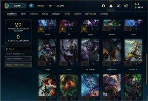 Conta ouro 1 com 27 Champs e 3 Skins + 6 Fragmentos - League of Legends LOL