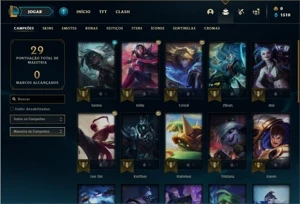Conta ouro 1 com 27 Champs e 3 Skins + 6 Fragmentos - League of Legends LOL