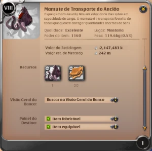 Mamute de Transporte - Excelente - Albion Online