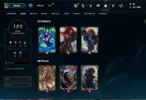 Conta ouro 1 com 140 Champs e 189 Skins ( MAIN ADC ) - League of Legends LOL