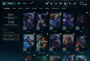 Conta ouro 1 com 140 Champs e 189 Skins ( MAIN ADC ) - League of Legends LOL