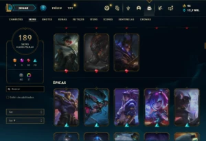 Conta ouro 1 com 140 Champs e 189 Skins ( MAIN ADC ) - League of Legends LOL