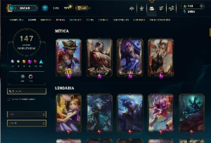 Conta Prata 3 com TODOS os Champs e 147 Skins +2 Prestigios - League of Legends LOL