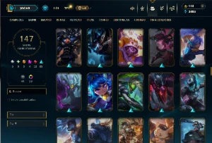 Conta Prata 3 com TODOS os Champs e 147 Skins +2 Prestigios - League of Legends LOL