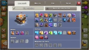 CONTA CV11 RECENTE CLASH OF CLANS + DECORAÇÕES RARAS