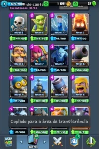 Clash Royale- arena 7, lvl 7 próximo de cegar ao lvl 8