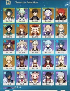 Conta AR 55 9 personagens 5*, 14 com constelações - Genshin Impact