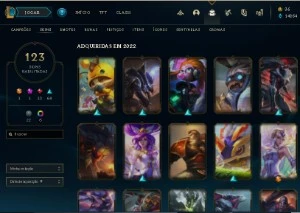 Conta Plat 2, 123 skins (1 ultimate1 mitica), lv 374, 14k ea - League of Legends LOL