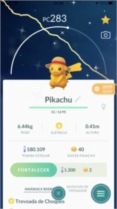 Pikachu Shiny de Chapéu de Luffy - Pokemon GO