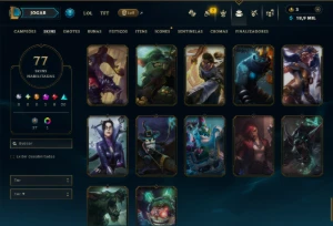 Bronze 4 com 120 Champs e 77 Skins ( ADC / SUP / MID ) - League of Legends LOL