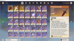 Genshin Impact AR57 - 10 personagens 5*, 3 armas 5*