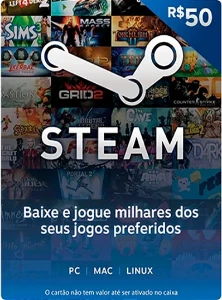 Steam <span style='color: red;'>Gift</span> Card - Cartão Pré Pago R$ 50
