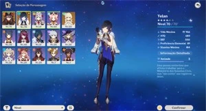 AR 35 YELAN + HUTAO+ ELEGIA (ARCO 5 ESTRELAS)+ LANÇA DE JADE - Genshin Impact