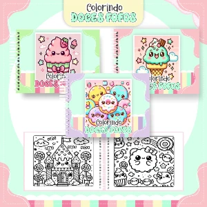 Arquivo Digital Livro de colorir Doces Fofos – PDF
