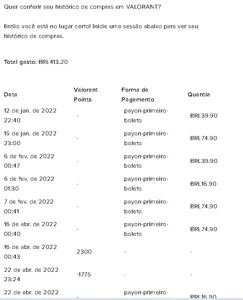 CONTA VALORANT R$413,20 INVESTIDOS OURO 2