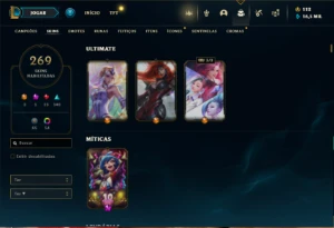 Conta Unranked com 150 Champs e 269 Skins ( MAIN MID / SUP ) - League of Legends LOL