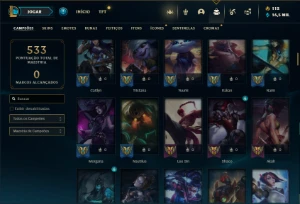 Conta Unranked com 150 Champs e 269 Skins ( MAIN MID / SUP ) - League of Legends LOL