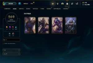 Conta Unranked com 150 Champs e 269 Skins ( MAIN MID / SUP ) - League of Legends LOL