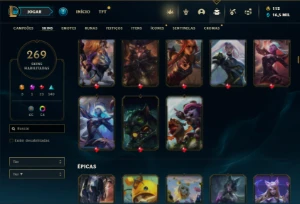 Conta Unranked com 150 Champs e 269 Skins ( MAIN MID / SUP ) - League of Legends LOL