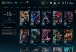Conta Unranked com 150 Champs e 269 Skins ( MAIN MID / SUP ) - League of Legends LOL