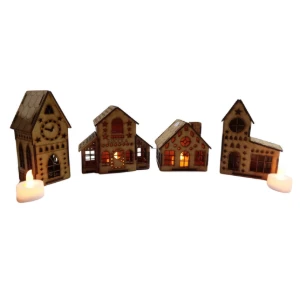 Kit 4 casinha em mdf mod 1 com e sem luminaria, maquete,... - Artesanato e Personalizados