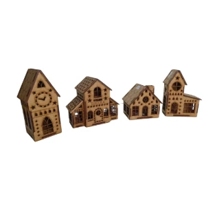 Kit 4 casinha em mdf mod 1 com e sem luminaria, maquete,... - Artesanato e Personalizados