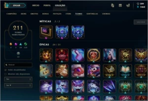 vendo conta lol com 2 skins MITICAS, 162 totais, Diamante 5 - League of Legends