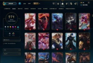 Diamante 4 com TODOS os Champs e 271 Skins ( MID / JG ) - League of Legends LOL