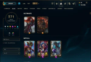 Diamante 4 com TODOS os Champs e 271 Skins ( MID / JG ) - League of Legends LOL