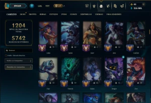 Diamante 4 com TODOS os Champs e 271 Skins ( MID / JG ) - League of Legends LOL
