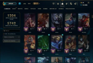 Diamante 4 com TODOS os Champs e 271 Skins ( MID / JG ) - League of Legends LOL