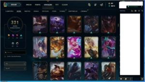 Vendo conta de League of Legends Unranked com 321 skins. LOL