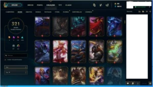 Vendo conta de League of Legends Unranked com 321 skins. LOL