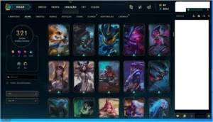 Vendo conta de League of Legends Unranked com 321 skins. LOL