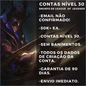 Contas Nível 30 League of legends PROMOÇÃO! Server BR LOL