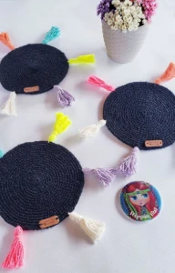 Kit Porta Copos em Crochê Boho Preto (03 Peças) - Artesanato e Personalizados