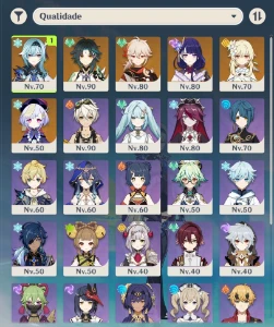 Conta Ar55 C/Raiden+Xiao C1+Biss+Eula+Kazuha//Pity 45 Garant - Genshin Impact