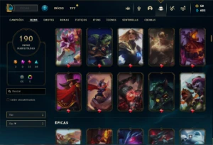 Conta Unranked com TODOS os champs e 190 Skins + Kayle Juiza - League of Legends LOL