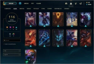 VENDO CONTA LOL, UNRANKED Ex-Diamante IV, 116 skins - League of Legends