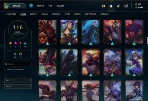 VENDO CONTA LOL, UNRANKED Ex-Diamante IV, 116 skins - League of Legends