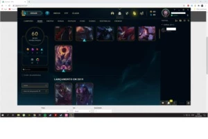 Conta top, foi gasto nela 648 reais, 85 campeões 60 skins. - League of Legends LOL
