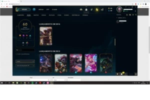 Conta top, foi gasto nela 648 reais, 85 campeões 60 skins. - League of Legends LOL