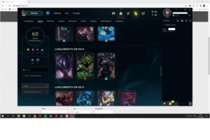 Conta top, foi gasto nela 648 reais, 85 campeões 60 skins. - League of Legends LOL