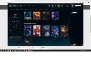 Conta top, foi gasto nela 648 reais, 85 campeões 60 skins. - League of Legends LOL