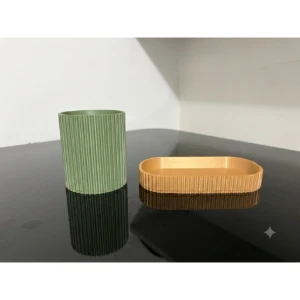 Kit Bandeja Mostarda e Porta-escovas Verde 3D - Artesanato e Personalizados