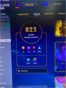 Conta League Of Legends Level 250 e 823 skins+ Plat 3 LOL