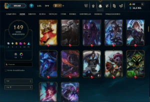 Prata 2 com TODOS os Champs e 149 Skins ( SUP / ADC / JG ) - League of Legends LOL