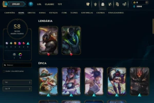 [Entrega Automática] Conta Lol Ouro, 58 Skins, 2 Lendárias - League of Legends